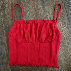Shein red spaghetti strap crop top